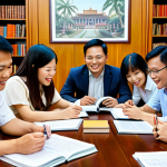 **

A vibrant study group of aspiring patent lawyers in Vietnam, working together on complex legal problems. They are surrounded by books and notes, some smiling and collaborating, others deep in thought. The atmosphere is supportive and encouraging. Focus on a sense of shared learning and community.

**