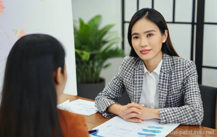 변리사 실무에서의 커뮤니케이션 전략 - **Prompt:** A warm and inviting scene inside a modern, tastefully decorated law office in Ho Chi Min...